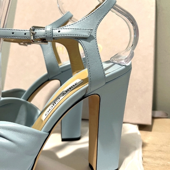 Jimmy Choo Womens Ice Blue Nappa Leather Platform Sandals Size 40.5 Ital… - Picture 5 of 16